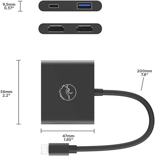 Alt view image 7 of 7 - Mobility Lab - ML305882 - HUB-USB-C Adapter - 4 in 1 - Space Grey
