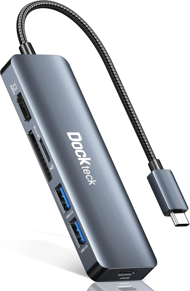 Alt view image 2 of 7 - Dockteck 6 in 1 4K 60Hz USB C Hub Multiport Adapter
