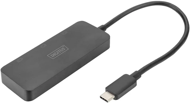 Alt view image 4 of 7 - DIGITUS 3-Port USB-C Graphics Adapter - USB-C to 3X Display Port - 4k60Hz - Multi Stream Transport (MST) - Video Hub - Black