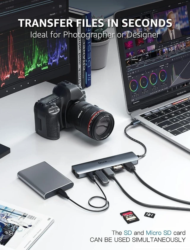 Alt view image 5 of 7 - Bundle-2 Items: USB B 2.0 to USB C Printer Cable 6.6 FT, 7-in-1 USB-C Hub Multiport Adapter USB3.0 5Gbps Date Ports