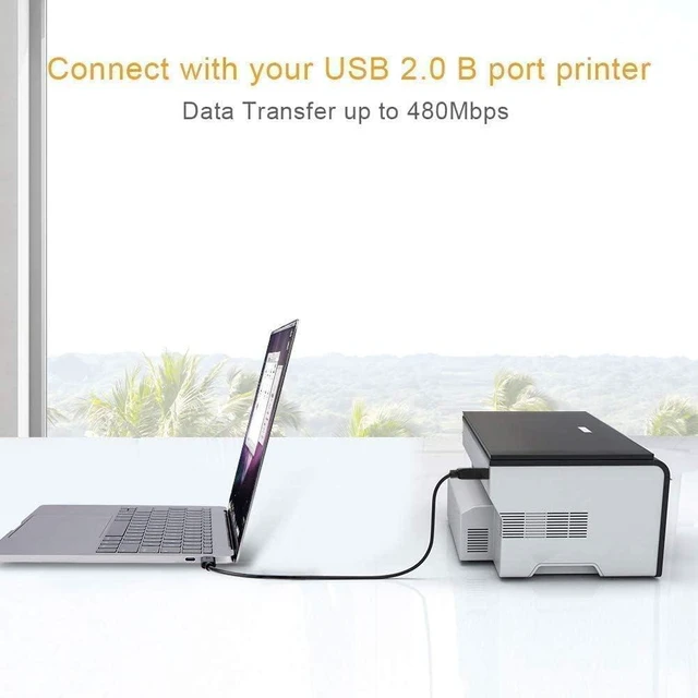 Alt view image 7 of 7 - Bundle-2 Items: USB B 2.0 to USB C Printer Cable 6.6 FT, 7-in-1 USB-C Hub Multiport Adapter USB3.0 5Gbps Date Ports
