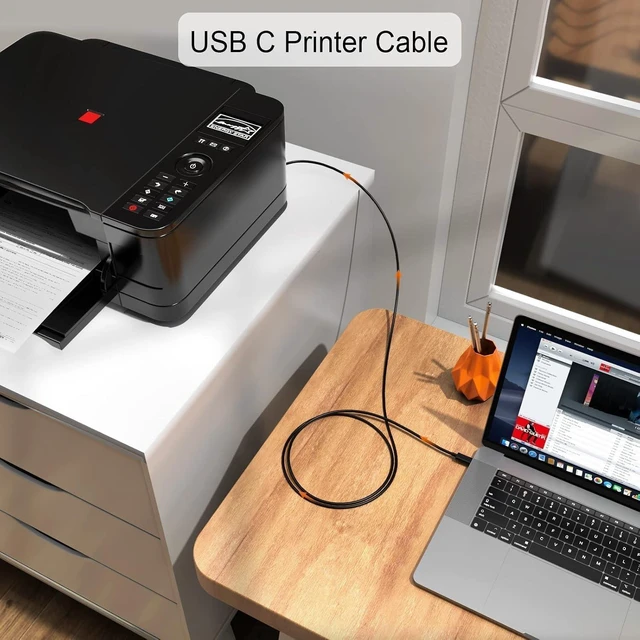 Alt view image 6 of 7 - Bundle-2 Items: USB B 2.0 to USB C Printer Cable 6.6 FT, 7-in-1 USB-C Hub Multiport Adapter USB3.0 5Gbps Date Ports