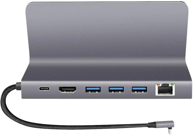 Alt view image 3 of 7 - USB 3.2 Gen1 Docking Station 6-Port with USB PD (PowerDelivery 100W) Aluminium Holder for Tablets, Smartphones and Controllers