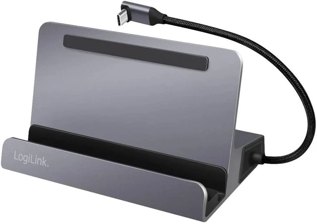 Alt view image 4 of 7 - USB 3.2 Gen1 Docking Station 6-Port with USB PD (PowerDelivery 100W) Aluminium Holder for Tablets, Smartphones and Controllers