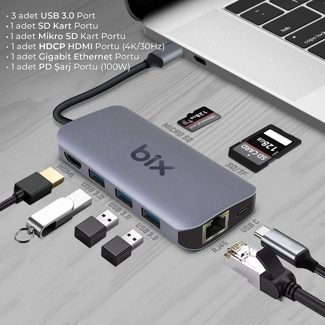 Alt view image 7 of 7 - 8 in 1 USB Type-C Multiport Dock USB Hub
