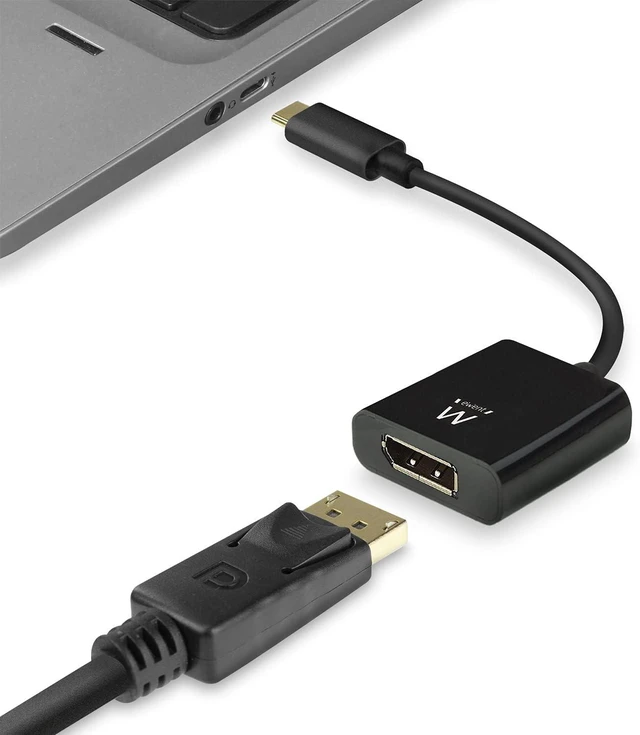 Alt view image 3 of 6 - Ewent EW9825 USB-C to Displayport Cable, USB-C Displayport Cable Length 0,15m, 4K @ 60Hz USB-C Converter, Connect Additional Monitor to Laptop