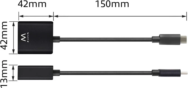 Alt view image 6 of 6 - Ewent EW9825 USB-C to Displayport Cable, USB-C Displayport Cable Length 0,15m, 4K @ 60Hz USB-C Converter, Connect Additional Monitor to Laptop