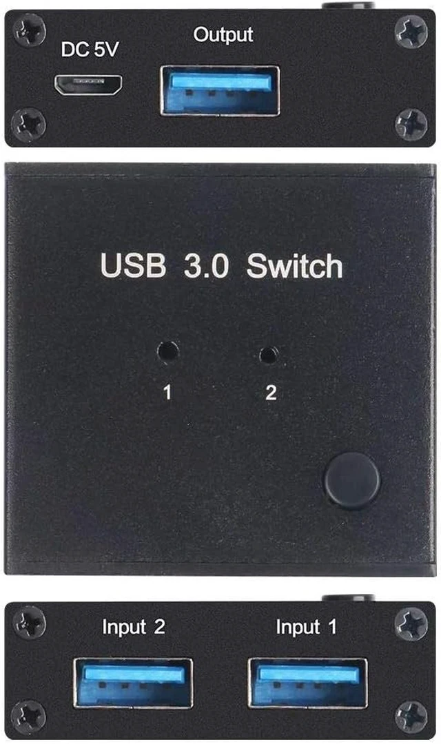 Alt view image 2 of 7 - AM-U301 2-in-1 USB3.0 Sharing Switch 2 Computer Hosts Share Mouse/Keyboard/Printer/U Disk