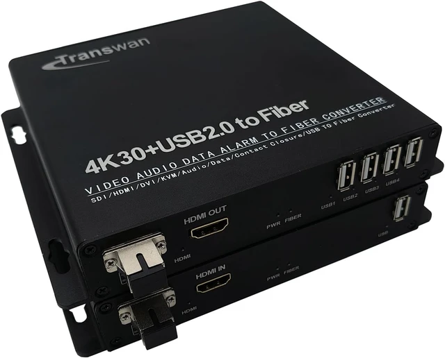 Main image of 4K HDMI Over 1 Fiber Extender with 4 Ports USB 2.0 Hub & 4K HDMI (4K @30Hz) to 5 Km SMF, Extending Touch Screen to Control PC