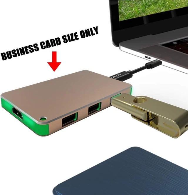Alt view image 2 of 7 - 1Pcs Golden USB-C Docking Station, USB C Hub Adapter,Type C Hub,1 USB-C Host Port,1 USB-C Charging Port,HDMI VGA for Laptop or Smartphone