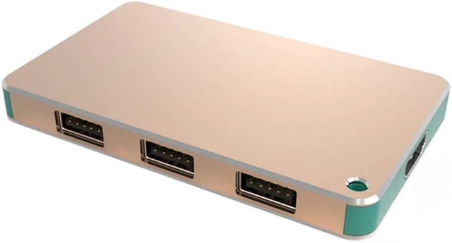 Main image of 1Pcs Golden USB-C Docking Station, USB C Hub Adapter,Type C Hub,1 USB-C Host Port,1 USB-C Charging Port,HDMI VGA for Laptop or Smartphone