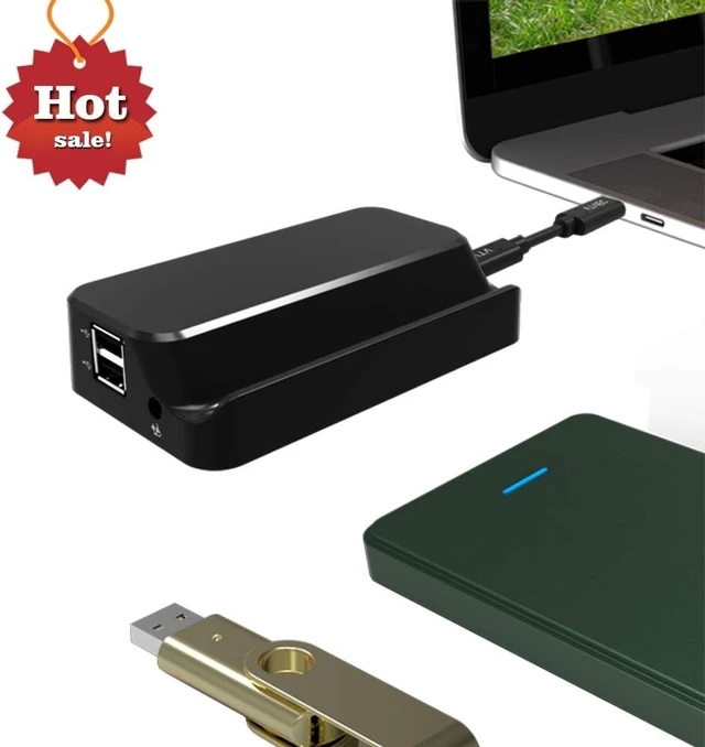 Alt view image 2 of 6 - 1Pcs Obsidian Black USB C Hub Adapter,2 USB 3.0 Type-A 2 USB 2.0 Type-A,1 HDMI Resolution Up to QHD Display,1 VGA Resolution Up to to FHD display,1 Gigabit Ethernet,1 Stereo/Mic Combo Port