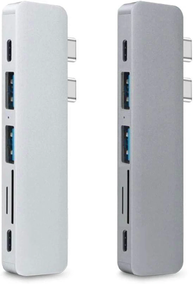 Main image of Wiwu USB Hub 7 in 1 Type-C Hub 3.0 Dual Type-C USB Adapter with HDMI 4K Video PD Card Read SD/TF 3.0 USB Port for MacBook Pro and MacBook Air 2nd Gen 2018