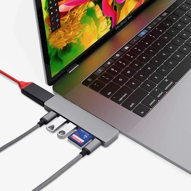 Alt view image 2 of 5 - Wiwu USB Hub 7 in 1 Type-C Hub 3.0 Dual Type-C USB Adapter with HDMI 4K Video PD Card Read SD/TF 3.0 USB Port for MacBook Pro and MacBook Air 2nd Gen 2018
