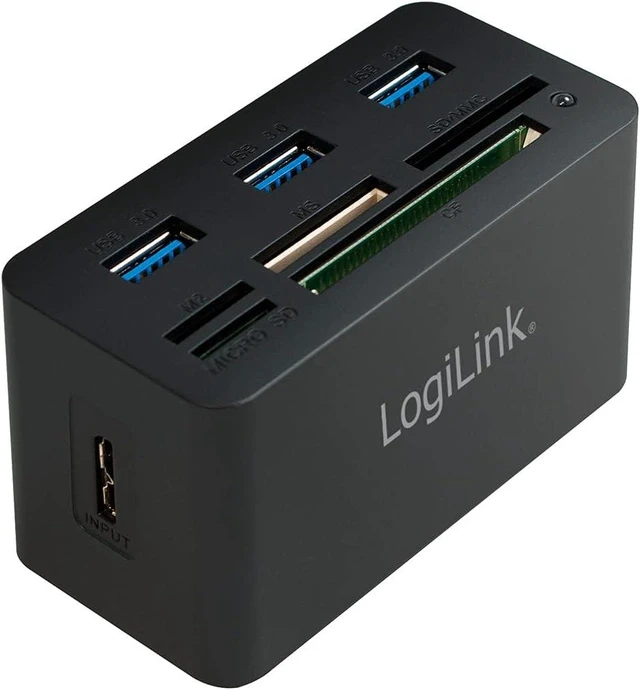 Main image of LogiLink Compatible Hub USB 3.0 avec lecteur de Carte All-in-One, Noir