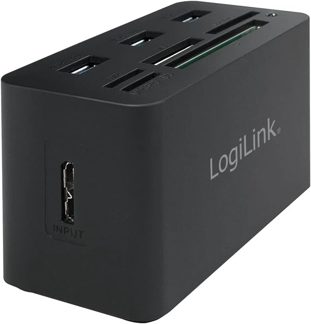Alt view image 3 of 7 - LogiLink Compatible Hub USB 3.0 avec lecteur de Carte All-in-One, Noir