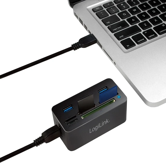Alt view image 5 of 7 - LogiLink Compatible Hub USB 3.0 avec lecteur de Carte All-in-One, Noir