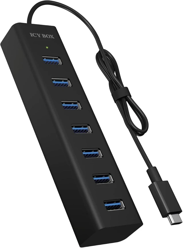Main image of ICY BOX IB-HUB1409-U3 4-Way USB Hub (Type-A Connection) with 4X USB 3.0 (Type-A) Black IB-HUB1700-C3 7X USB 3.0 (Type-A)