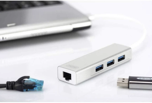 Alt view image 4 of 4 - Assmann DIGITUS USB 3.0 3-Port Hub & Gigabit LAN-Adaptor