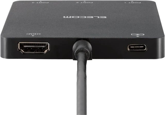 Alt view image 3 of 4 - Elecom U3HC-DC03BBK USB 3.1 Type-C Hub, 3 Ports (A x 2/Type-C x 1), HDMI Output + 1 Type-C for PC Charging, Bus Power, Compatible with MacBook, iPad, Surface GO Pro 7, Chromebook, etc. USB PD, Black