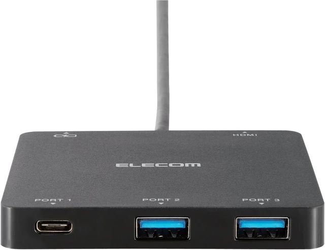 Alt view image 2 of 4 - Elecom U3HC-DC03BBK USB 3.1 Type-C Hub, 3 Ports (A x 2/Type-C x 1), HDMI Output + 1 Type-C for PC Charging, Bus Power, Compatible with MacBook, iPad, Surface GO Pro 7, Chromebook, etc. USB PD, Black