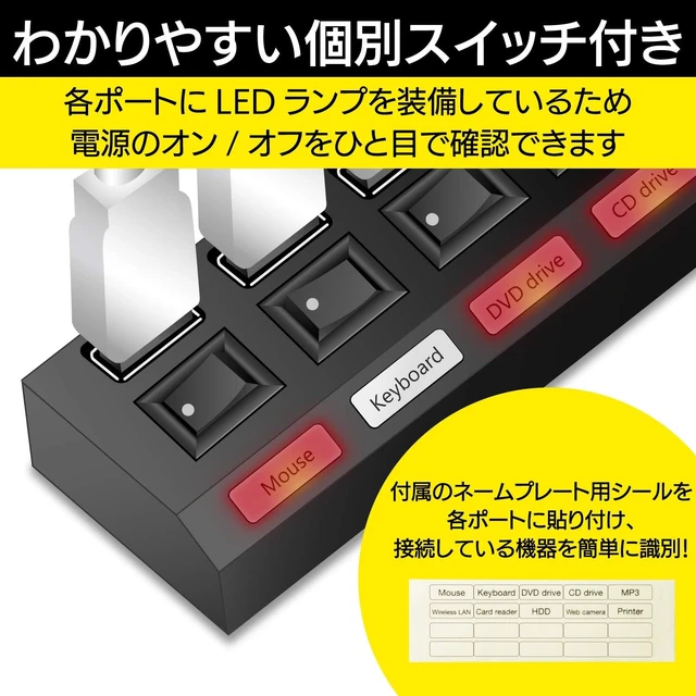 Alt view image 6 of 6 - Elecom USB Hub 7 ports U2H-TZS720SBK Black