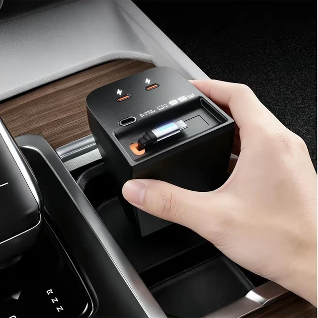 Alt view image 7 of 7 - USB Hub for Volvo xc60 XC90 S60 V90, Retractable Hub Docking Station with Fast Charging Cable Multi Port, Accessories Docking Station of Center Console (tuozhanwu-D)