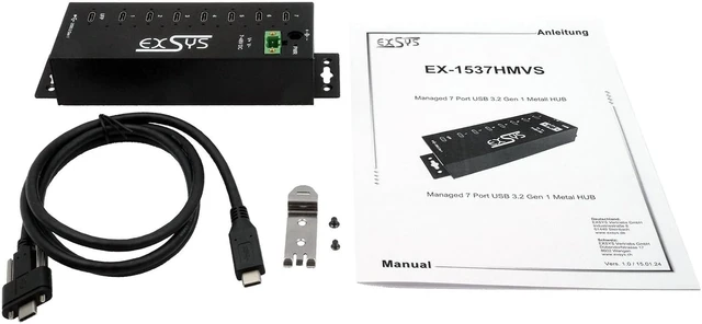 Alt view image 5 of 5 - EX-1537HMVS Managed 7-Port USB-C 3.2 Gen 1 Metal HUB with 15KV EDS Surge Protection