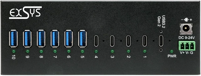 Alt view image 4 of 5 - EX-12280HMS 10-Port USB 3.2 Gen 2 Metal Hub with 4X C Ports and 6X A Ports