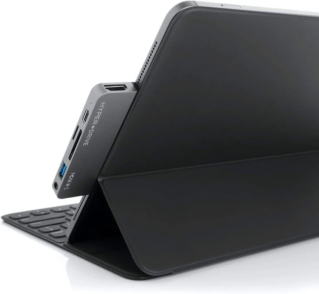Alt view image 2 of 7 - Targus HyperDrive 6-in-1 USB-C Hub for iPad Pro/Air - Silver, (HD319B)