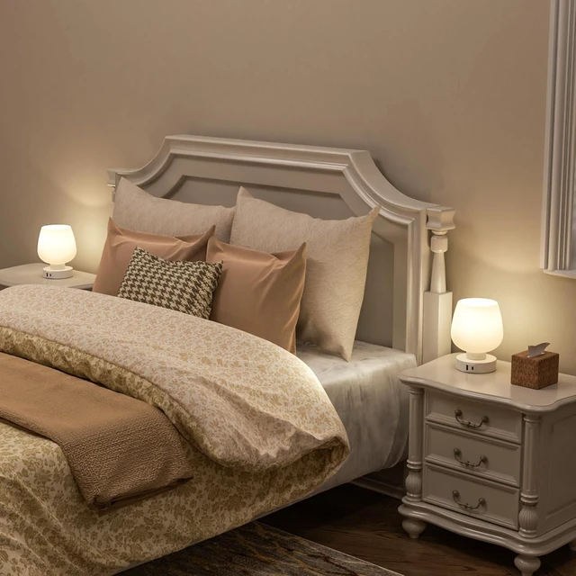 Alt view image 3 of 7 - Seealle Small Touch Table Lamp for Nightstand, 3 Way Dimmable Bedside Lamp
