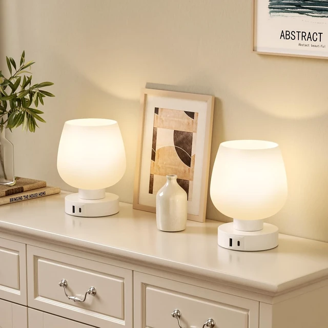Alt view image 4 of 7 - Seealle Small Touch Table Lamp for Nightstand, 3 Way Dimmable Bedside Lamp