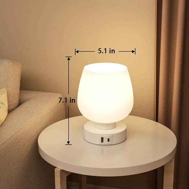 Alt view image 5 of 7 - Seealle Small Touch Table Lamp for Nightstand, 3 Way Dimmable Bedside Lamp