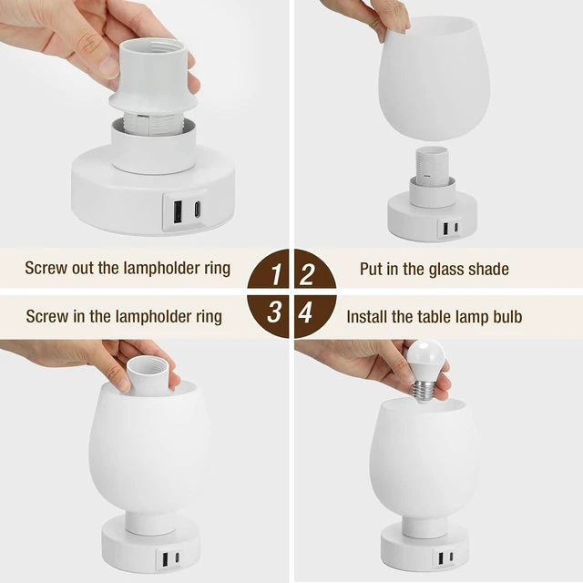Alt view image 7 of 7 - Seealle Small Touch Table Lamp for Nightstand, 3 Way Dimmable Bedside Lamp