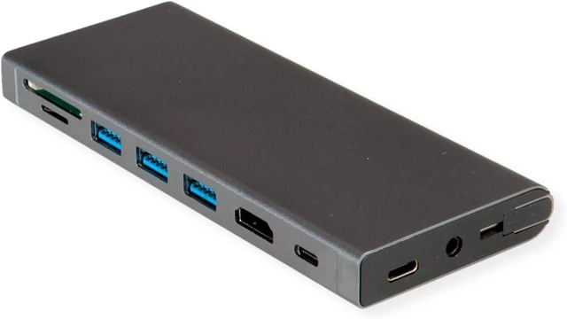 Alt view image 2 of 3 - VALUE USB Typ C Dockingstation, HDMI 4K60, 4X US3.2Gen1 (1x C + 3X A), 1x PD, 1x SD/TF, 1x RJ45, 1x 3.5mm