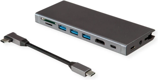 Alt view image 3 of 3 - VALUE USB Typ C Dockingstation, HDMI 4K60, 4X US3.2Gen1 (1x C + 3X A), 1x PD, 1x SD/TF, 1x RJ45, 1x 3.5mm