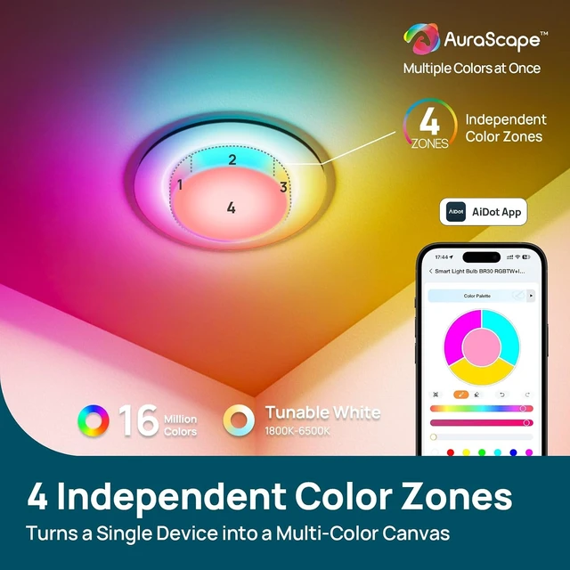 Alt view image 2 of 7 - Linkind Matter BR30 Smart Light Bulbs, Alexa/Apple/Google Home, 4 Pack