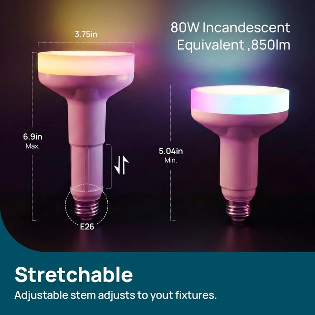 Alt view image 3 of 7 - Linkind Matter BR30 Smart Light Bulbs, Alexa/Apple/Google Home, 4 Pack