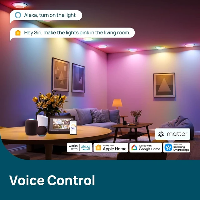 Alt view image 5 of 7 - Linkind Matter BR30 Smart Light Bulbs, Alexa/Apple/Google Home, 4 Pack