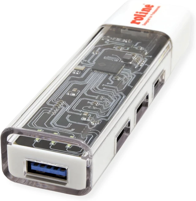 Alt view image 3 of 7 - ROLINE Mobile USB 3.2 Gen 1 Hub, 4-Way, Type A+C Connection Cable