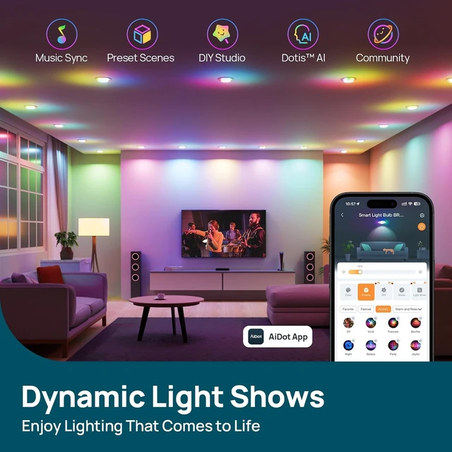 Alt view image 7 of 7 - Linkind Matter BR30 Smart Light Bulbs, Alexa/Apple/Google Home, 4 Pack