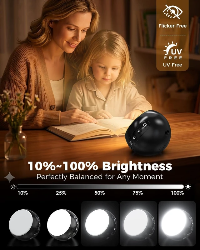 Alt view image 3 of 7 - Wireless Light Therapy Lamp, 10000 Lux UV-Free Full-Spectrum Sun Lamp, 3 Color Temperatures, 5 Brightness, Timer, Rechargeable for Home Office Travel