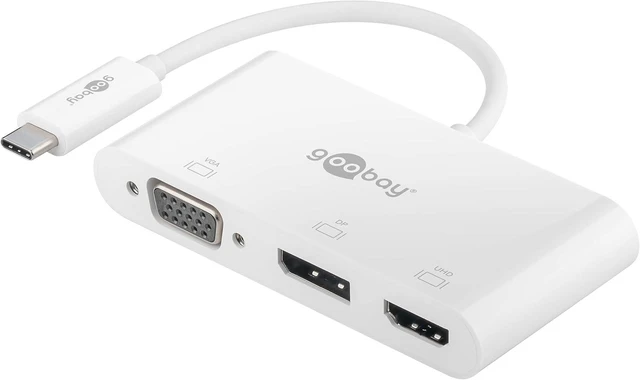 Main image of goobay 52412 Multiport Adapter USB-C to VGA + DP + HDMI - Resolutions up to 4K*2K@60Hz - Mirrors up to 4 Displays at the same time