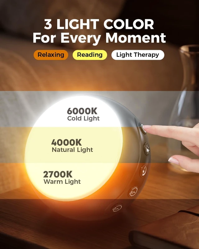 Alt view image 7 of 7 - Wireless Light Therapy Lamp, 10000 Lux UV-Free Full-Spectrum Sun Lamp, 3 Color Temperatures, 5 Brightness, Timer, Rechargeable for Home Office Travel