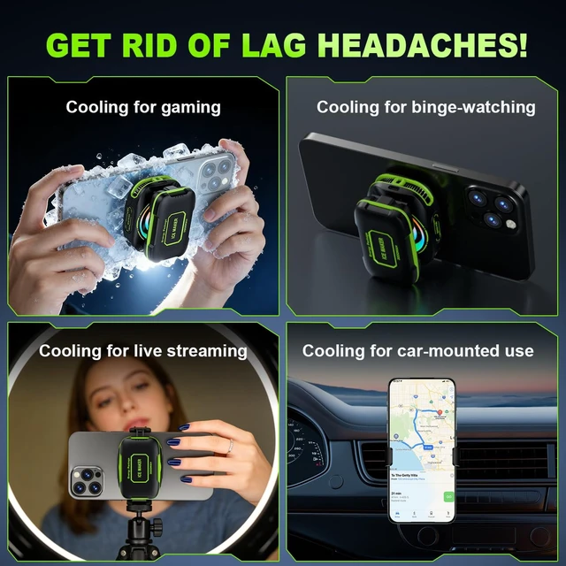 Alt view image 2 of 7 - Cell Phone Cooler for Gaming, Magnetic Portable Rechargeable Battery Mobile Phones Radiator with RGB Lights for iPhone Series, iPad Pro, Tablet, TikTok Live