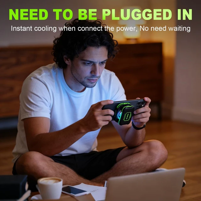 Alt view image 3 of 7 - Cell Phone Cooler for Gaming, Magnetic Portable Rechargeable Battery Mobile Phones Radiator with RGB Lights for iPhone Series, iPad Pro, Tablet, TikTok Live