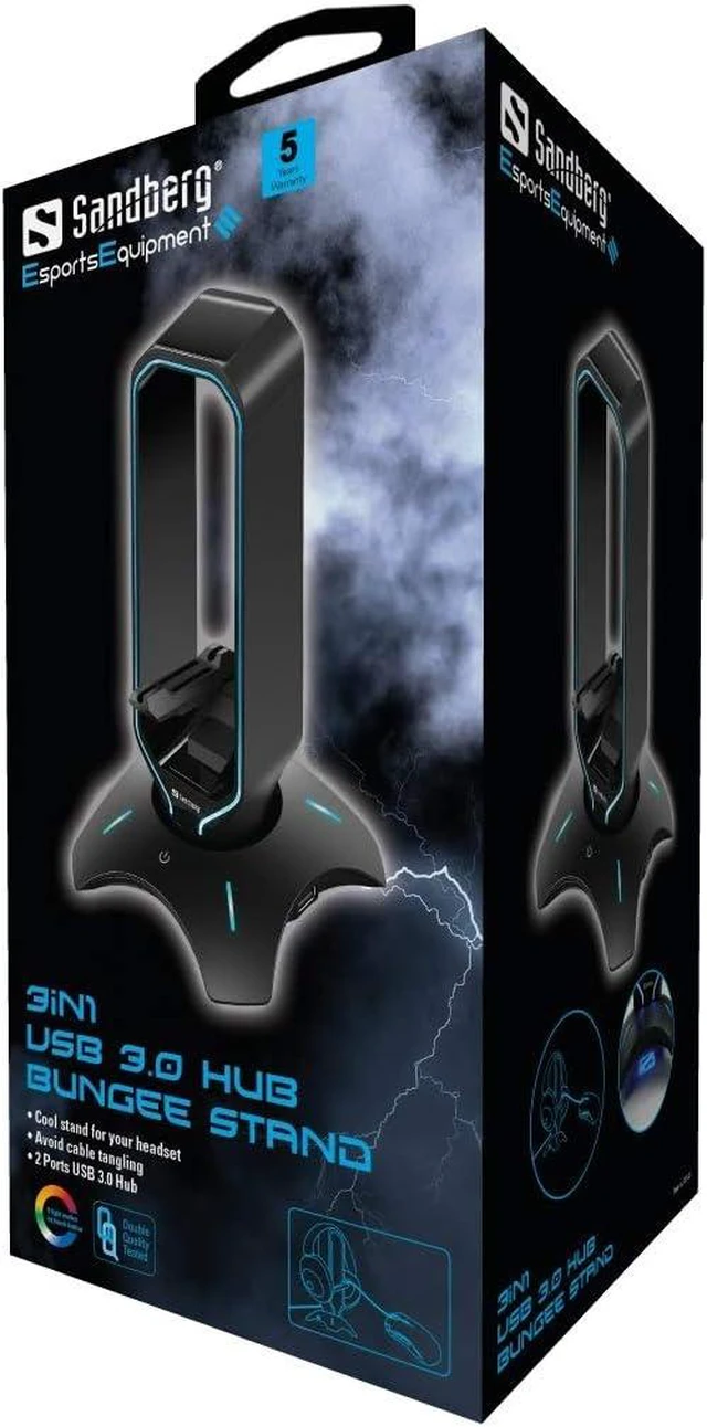 Alt view image 2 of 2 - Sandberg 3in1 USB 3.0 Gaming Hub Bungee Stand 133-93