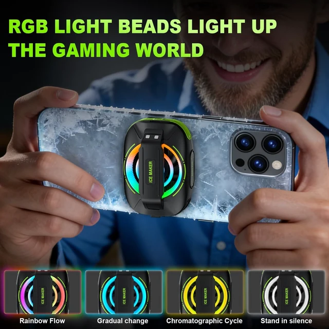 Alt view image 6 of 7 - Cell Phone Cooler for Gaming, Magnetic Portable Rechargeable Battery Mobile Phones Radiator with RGB Lights for iPhone Series, iPad Pro, Tablet, TikTok Live