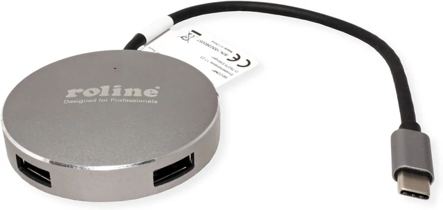 Alt view image 2 of 6 - ROLINE USB 3.2 Gen 1 Hub, Round, 4 Way, Type C Connection Cable