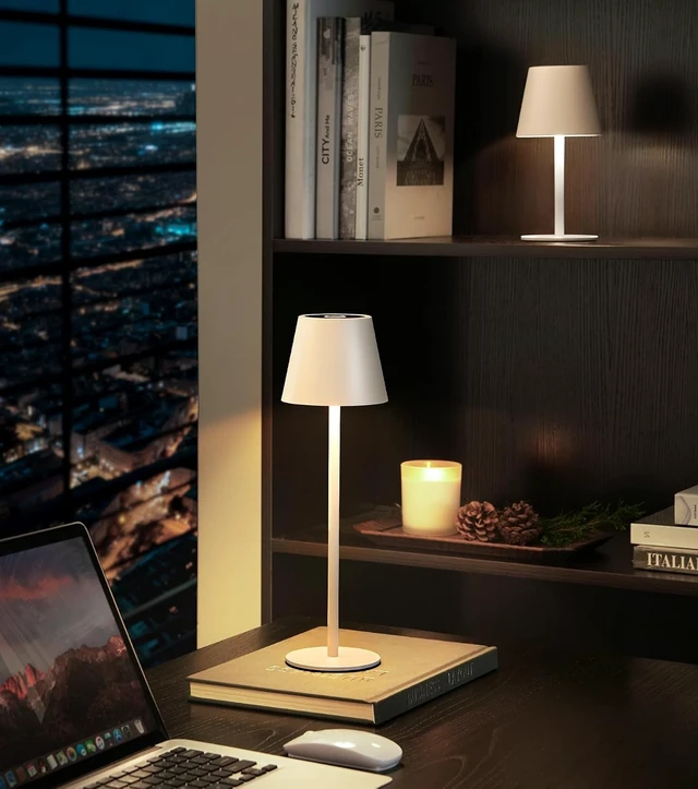 Alt view image 2 of 7 - 3 Pack Cordless Table Lamp, Portable Battery Operated Lamp with 3 Color Temps and Stepless Dimming, Rechargeable Table Lamp for Dinner, Desk, Cafe, Outdoor (White)